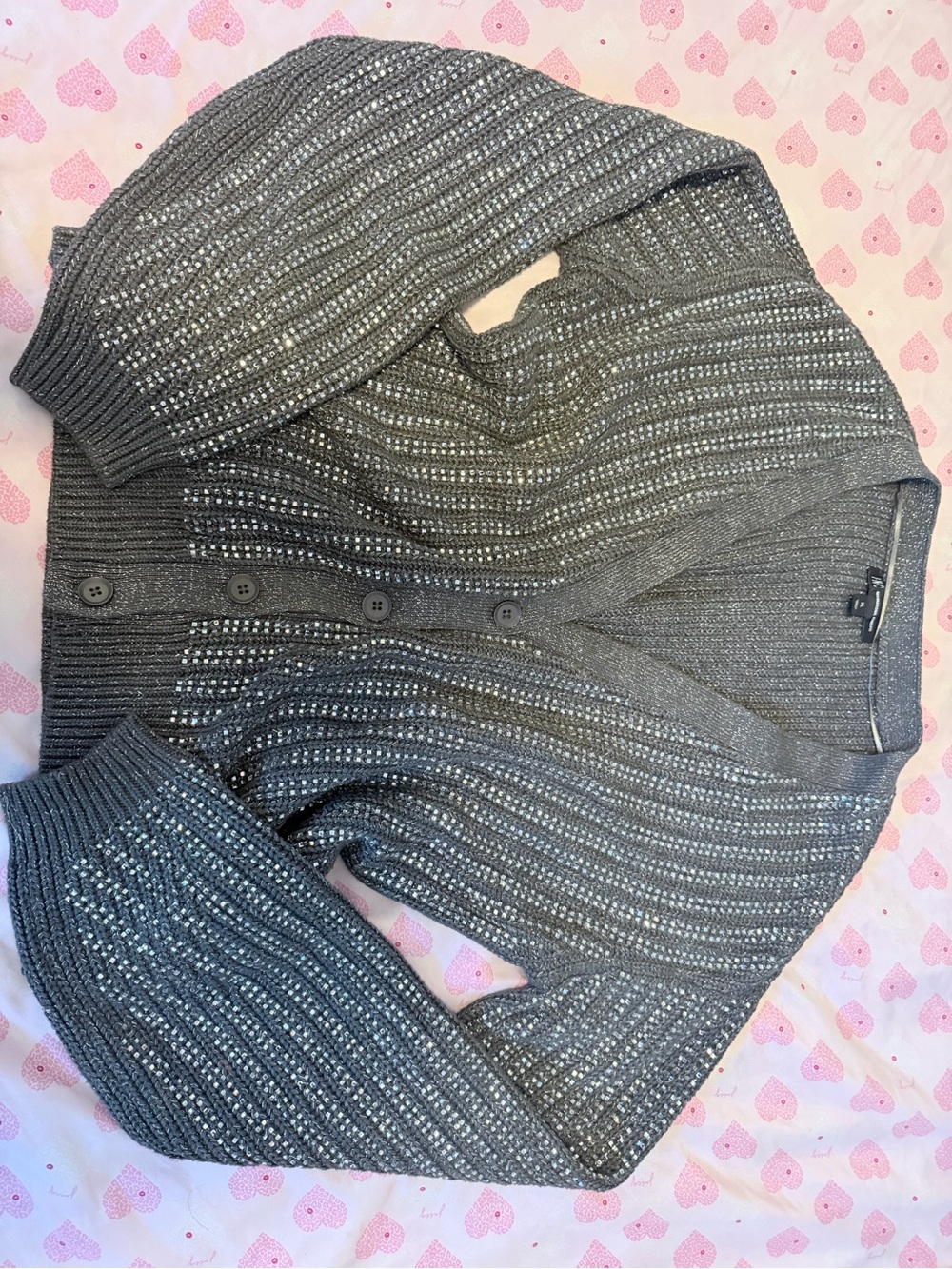 Gray Button-Front Women's Sweater Cardigan